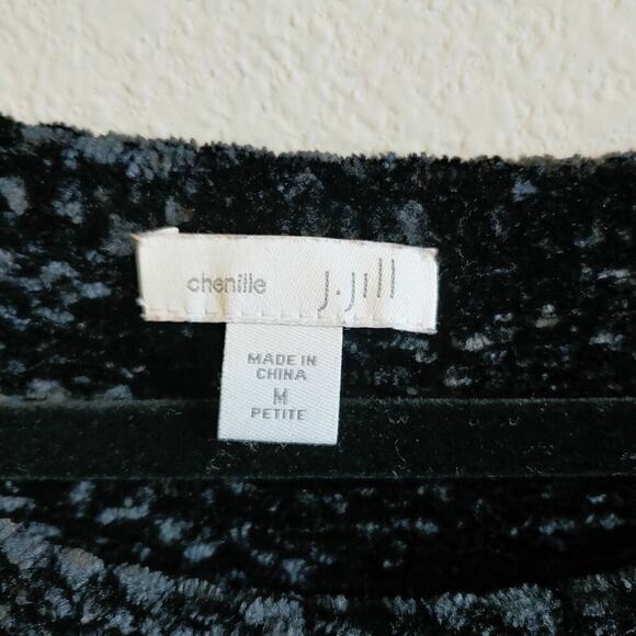 J. Jill Black Long Sleeves Chenille Winter Sweater Sz Medium Petite - Picture 4 of 7